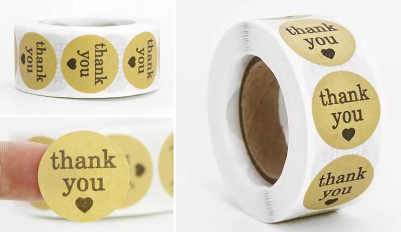 circle kraft thank you sticker